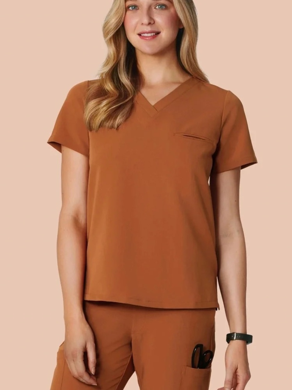 Mandala Women's V-Neck Jogger scrub set in “ pecan “ or burnt orange